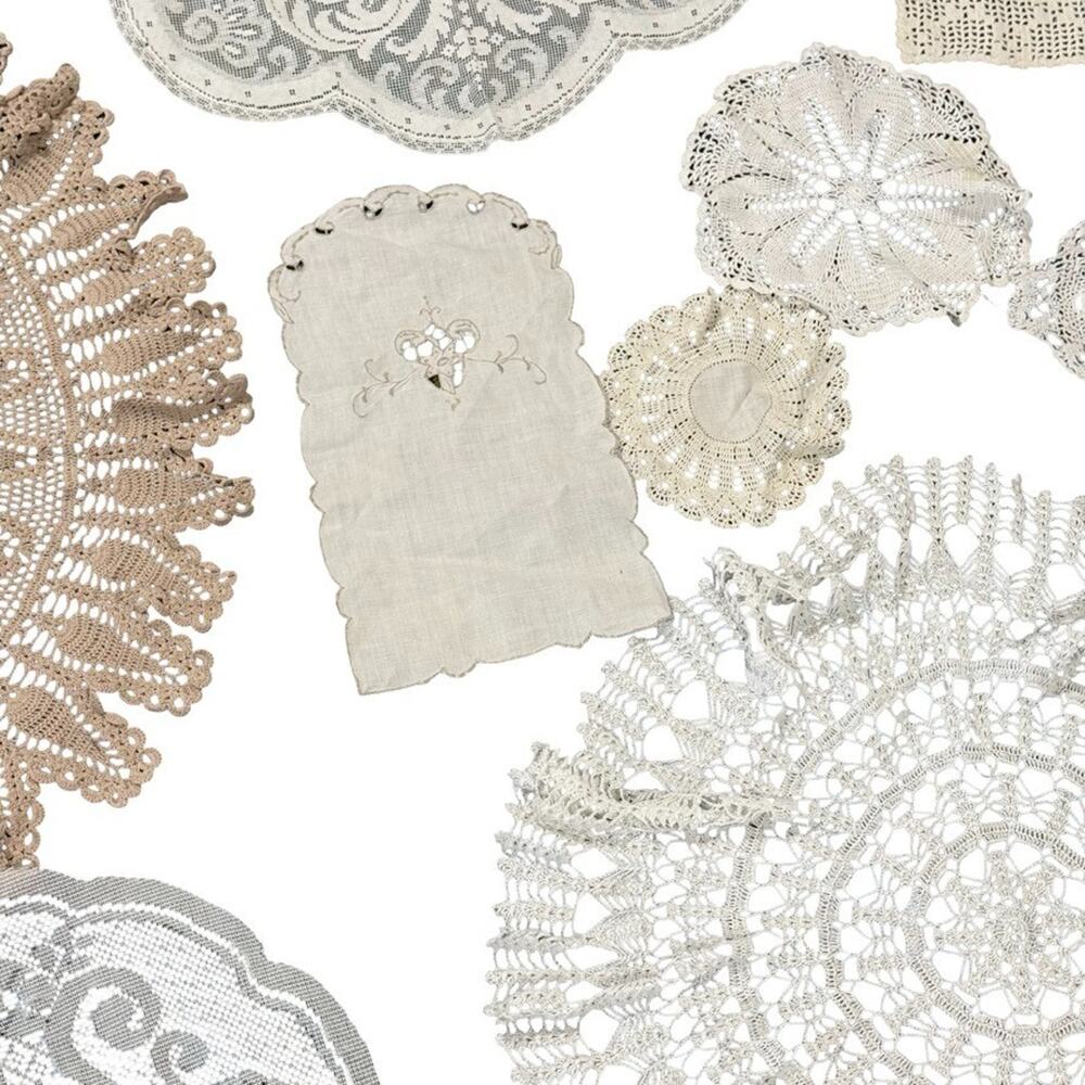 16 Mixed Vintage Doilies Table Cloths Crochet Lace Granny Farmhouse Cottagecore - Picture 2 of 9
